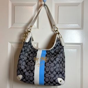 Coach Hobo Heritage Strip Blue/White/Black shoulder, Crossbody Bag